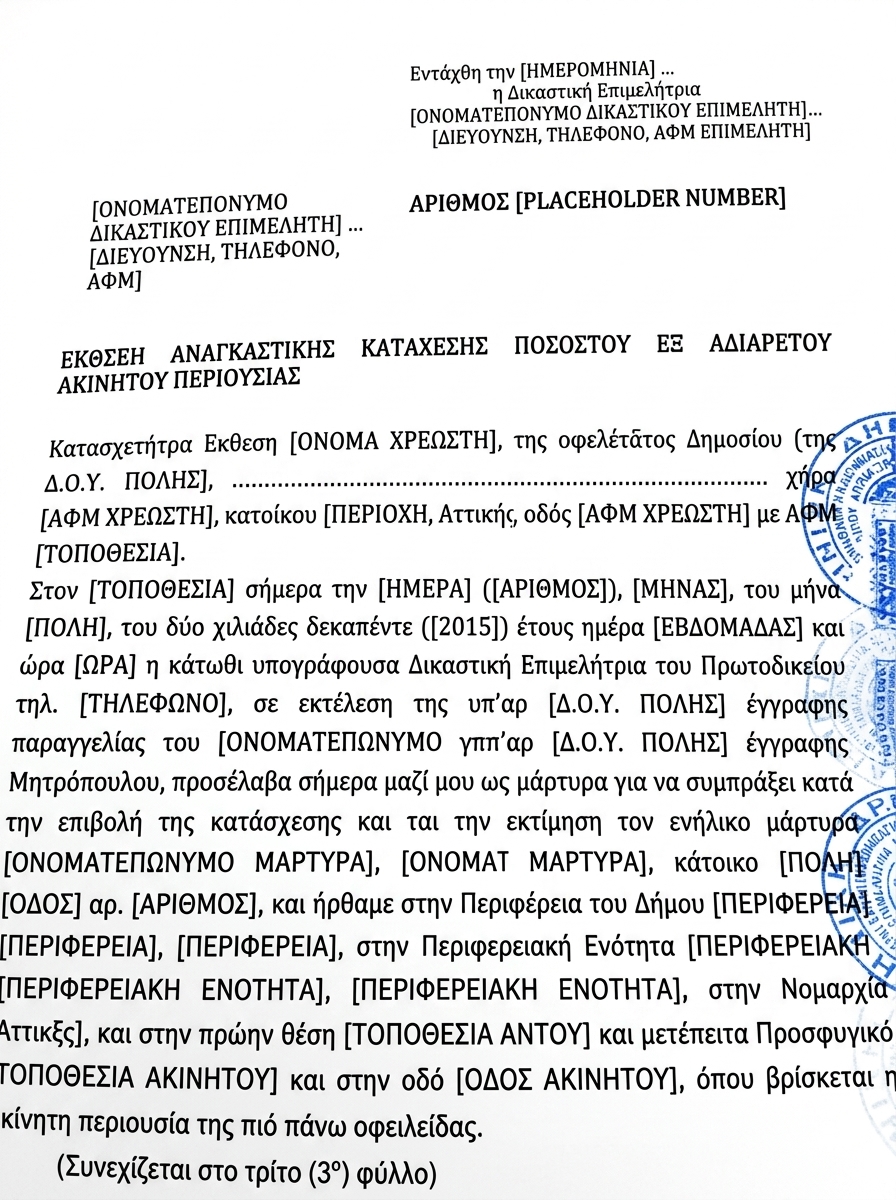 Παράδειγμα Κατασχετήριας Έκθεσης